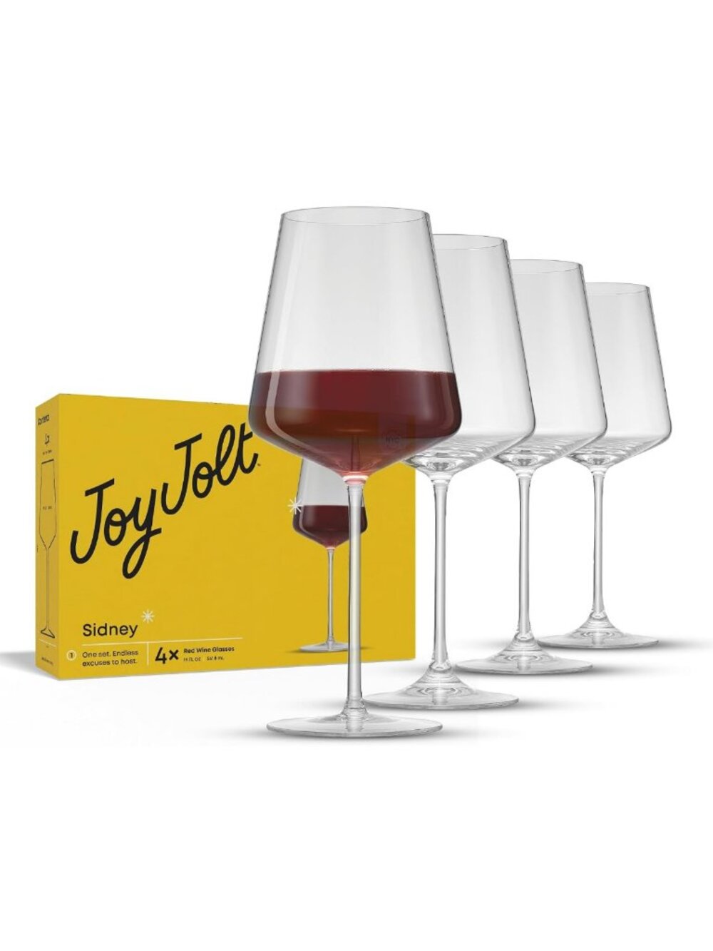 Elegant Red Wine Glasses Set of 4 | 19 oz Long Stem Crystal Stemware | Perfect